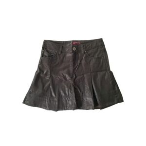 Y2K A-Line Leather Look Black Mini Skirt Women's US Size 6 Fake Leather